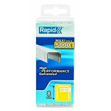 Kabės 13/8 5000vnt,10,6x0,7mm, geltonos, plastikinė pak., Rapid Kabės 13/8 5000vnt,10,6x0,7mm, geltonos, plastikinė pak., Rapid