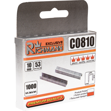 Kabės 53 tipo „RICHMANN" 10 mm, 1000 vnt. Kabės 53 tipo „RICHMANN" 10 mm, 1000 vnt.