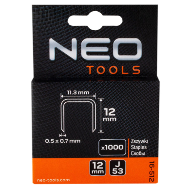 Kabės, tipas J -  12 mm, 1000   vnt. 1 Kabės, tipas J -  12 mm, 1000   vnt. 1