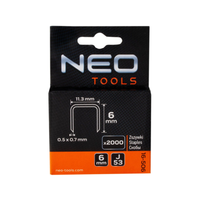 Kabės, tipas  J -  6 mm, 2000  vnt. 1 Kabės, tipas  J -  6 mm, 2000  vnt. 1