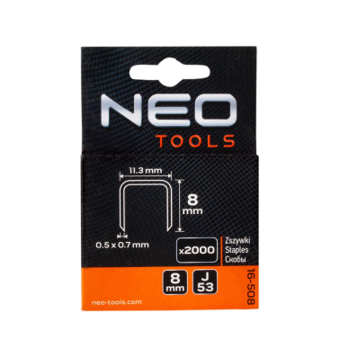 Kabės, tipas J -  8 mm, 2000   vnt. 1 Kabės, tipas J -  8 mm, 2000   vnt. 1