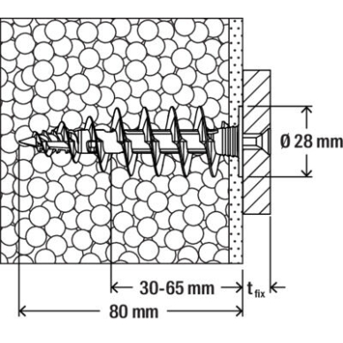 Kaištis izoliacinėms medžiagoms FID80 II, Fischer 25 vnt. 6 Kaištis izoliacinėms medžiagoms FID80 II, Fischer 25 vnt. 6