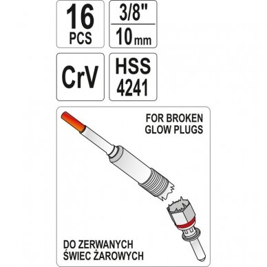 Kaitinimo žvakių išėmimo ir jų sriegio remonto / atnaujinimo rinkinys | 16 vnt. (YT-05342) 1 Kaitinimo žvakių išėmimo ir jų sriegio remonto / atnaujinimo rinkinys | 16 vnt. (YT-05342) 1