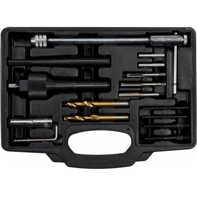 Kaitinimo žvakių išėmimo ir jų sriegio remonto / atnaujinimo rinkinys | 16 vnt. (YT-05342) Kaitinimo žvakių išėmimo ir jų sriegio remonto / atnaujinimo rinkinys | 16 vnt. (YT-05342)