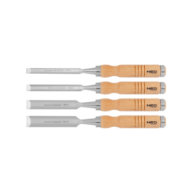 Kaltai 6, 12, 18, 24 mm, rinkinys iš 4 vnt. Medinė rankena Kaltai 6, 12, 18, 24 mm, rinkinys iš 4 vnt. Medinė rankena