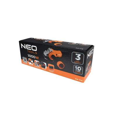 Elektrinis kampinis šlifuoklis NEO TOOLS 04-716, 1000W, 125 mm 1 Elektrinis kampinis šlifuoklis NEO TOOLS 04-716, 1000W, 125 mm 1