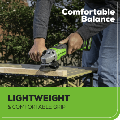 Akum. kampinis šlifuoklis Greenworks GD24AGK4, 24V (4Ah + kroviklis) 4