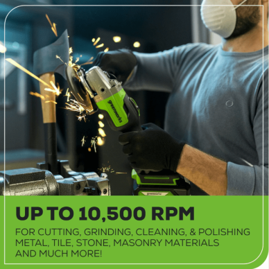 Akum. kampinis šlifuoklis Greenworks GD24AGK4, 24V (4Ah + kroviklis) 5