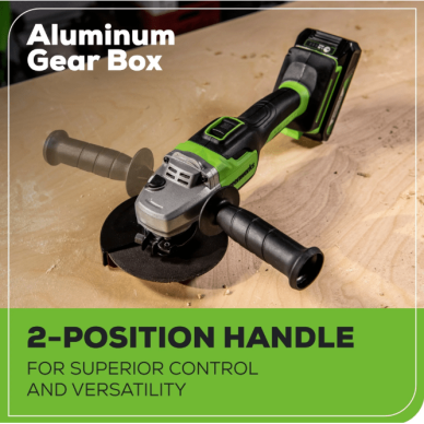 Akum. kampinis šlifuoklis Greenworks GD24AGK4, 24V (4Ah + kroviklis) 6