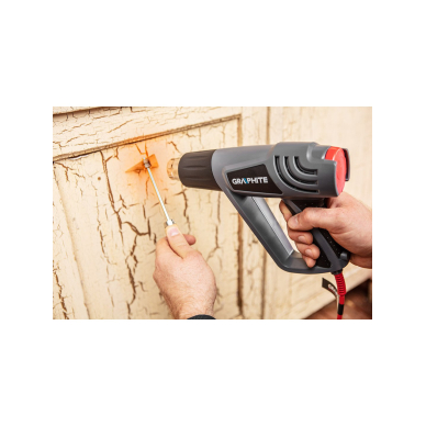 Karšto oro pistoletas 2000 W, temperatūros reguliatorius I: 25C, II: 80-600C, III: 80-600C, oro srautas I: 350, II: 350, III: 550 l/min BMC su priedais 5 vnt. 4