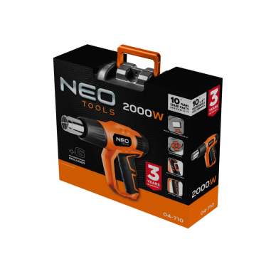 Karšto oro pistoletas 2000 W, temperatūros reguliatorius I: 50ºC, II: 70-600ºC 1 Karšto oro pistoletas 2000 W, temperatūros reguliatorius I: 50ºC, II: 70-600ºC 1