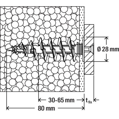 Kaištis izoliacinėms medžiagoms FID80 II, Fischer 25 vnt. 6 Kaištis izoliacinėms medžiagoms FID80 II, Fischer 25 vnt. 6