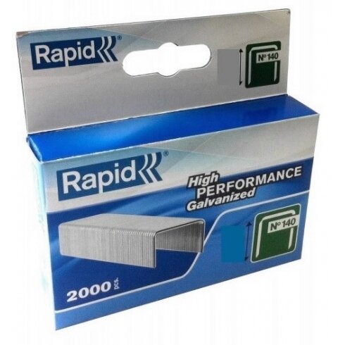 Kabės 140/14 2000vnt. 10,6x1,3mm, žalios, kartoninė pakuotė, Rapid