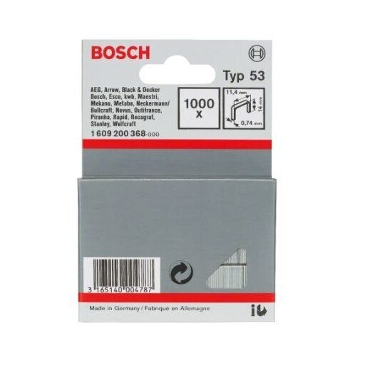 Kabės Bosch, tipas 53, 11,4x14mm, 1000 vnt., 1609200368 1