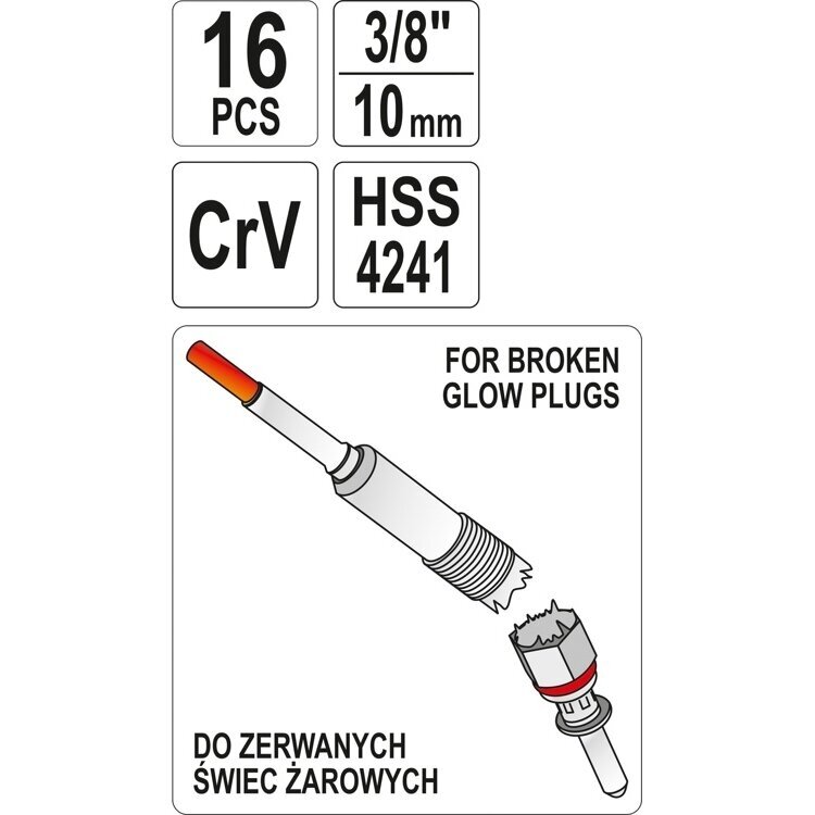 Kaitinimo žvakių išėmimo ir jų sriegio remonto / atnaujinimo rinkinys | 16 vnt. (YT-05342) 1 Kaitinimo žvakių išėmimo ir jų sriegio remonto / atnaujinimo rinkinys | 16 vnt. (YT-05342) 1