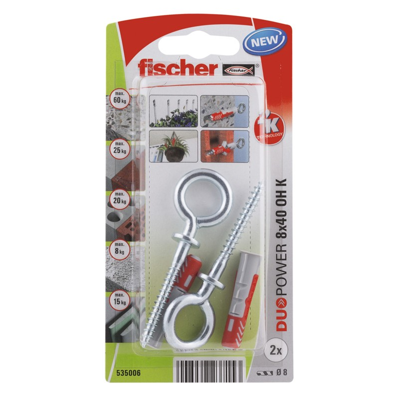 Kaiščiai DUOPOWER su O formos kabliu 10x50, 2 vnt. Kaiščiai DUOPOWER su O formos kabliu 10x50, 2 vnt.