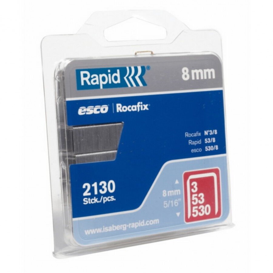 Kabės 53/12 1080vnt., 11,4x0,75mm, raudona, blisteryje, Rapid Kabės 53/12 1080vnt., 11,4x0,75mm, raudona, blisteryje, Rapid