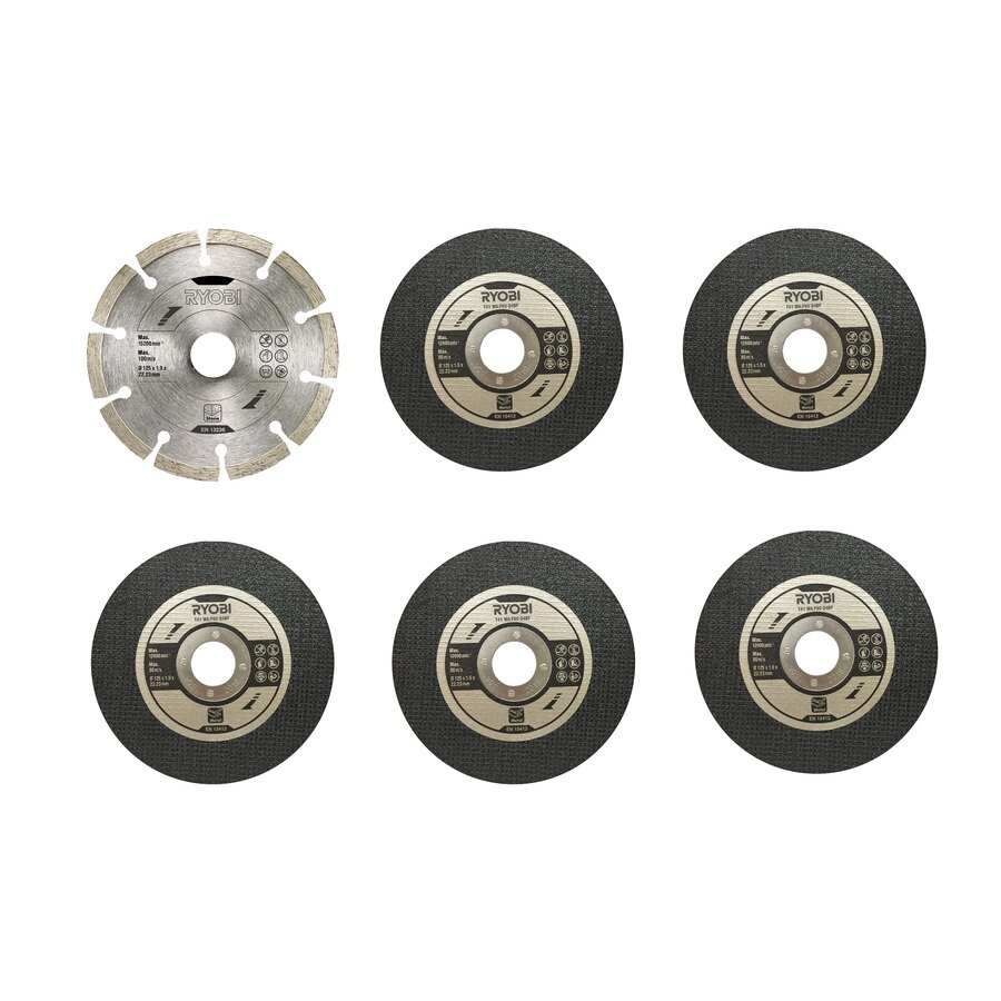 Kampinių šlifuoklių priedų rinkinys Ryobi RAK6AGD125, 125 mm, 6 vnt Kampinių šlifuoklių priedų rinkinys Ryobi RAK6AGD125, 125 mm, 6 vnt