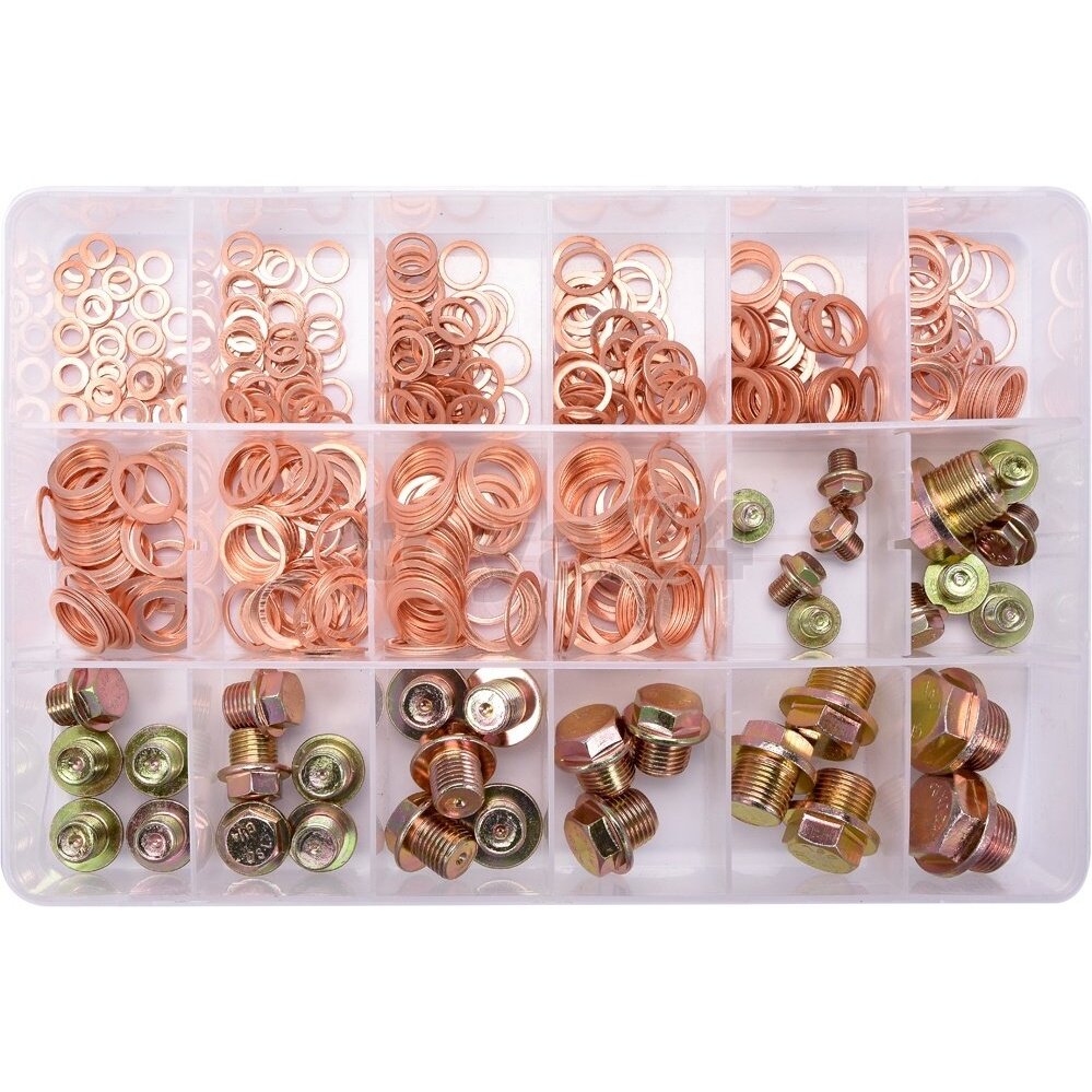 Karterio tepalo išleidimo varžtų ir varinių tarpinių rinkinys | 534 vnt (YT-06864) Karterio tepalo išleidimo varžtų ir varinių tarpinių rinkinys | 534 vnt (YT-06864)