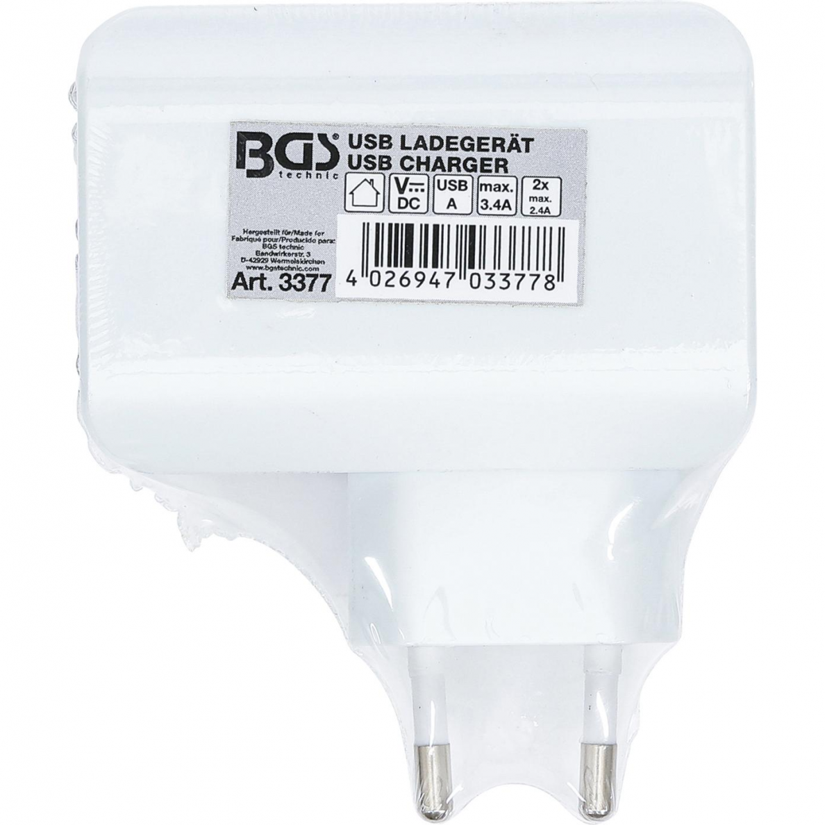 Universalus USB įkroviklis, BGS-technic 110 - 240 V, maks. 2,4 A / USB 1 Universalus USB įkroviklis, BGS-technic 110 - 240 V, maks. 2,4 A / USB 1