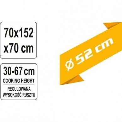 Pakabinama lauko kepsninė, grilis Lund 99524, 52 cm 3 Pakabinama lauko kepsninė, grilis Lund 99524, 52 cm 3