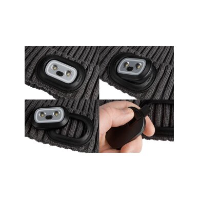 Kepurė su RGB LED žibintuvėliu, grafito spalvos 5 Kepurė su RGB LED žibintuvėliu, grafito spalvos 5