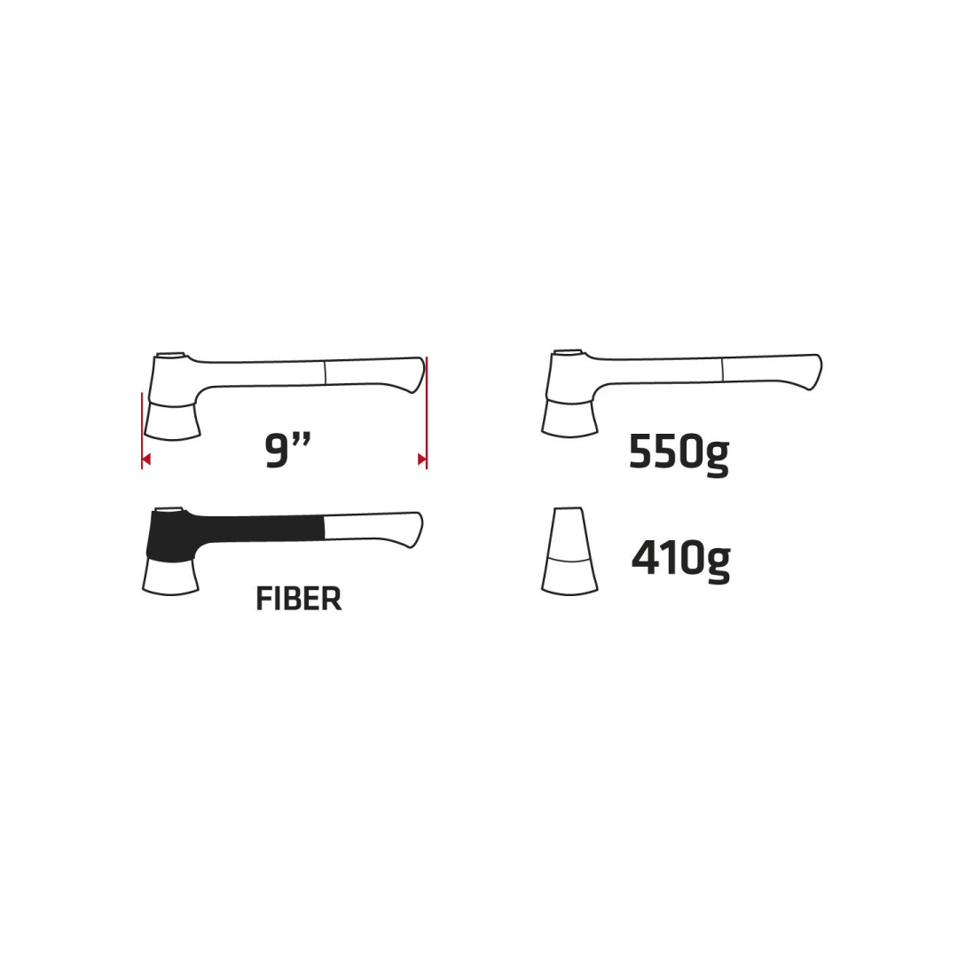 Kirvis 550g, galva 410g, stiklo pluošto rankena 9"" 4 Kirvis 550g, galva 410g, stiklo pluošto rankena 9"" 4