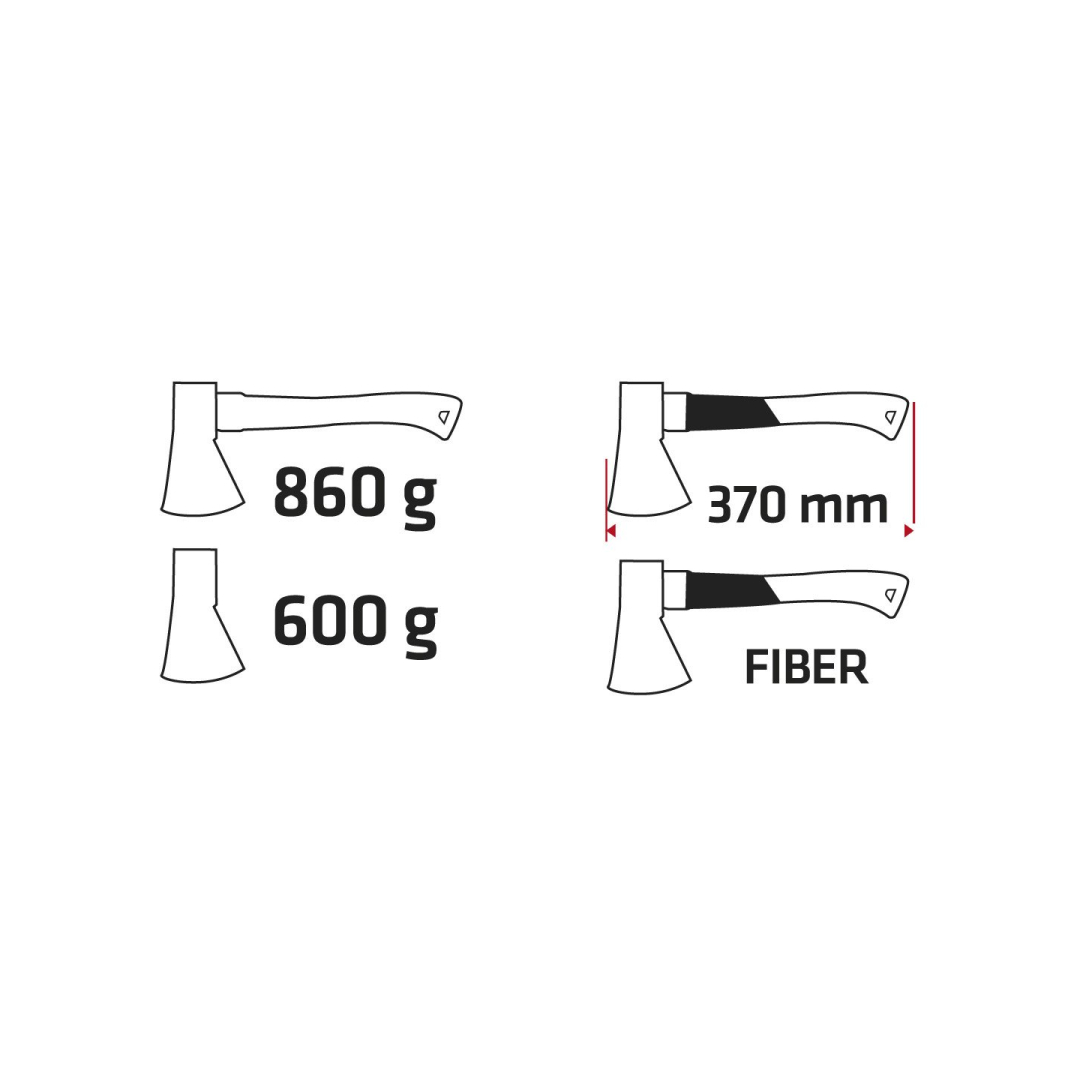 Kirvis 860g, galva 600g, stiklo pluošto rankena 4
