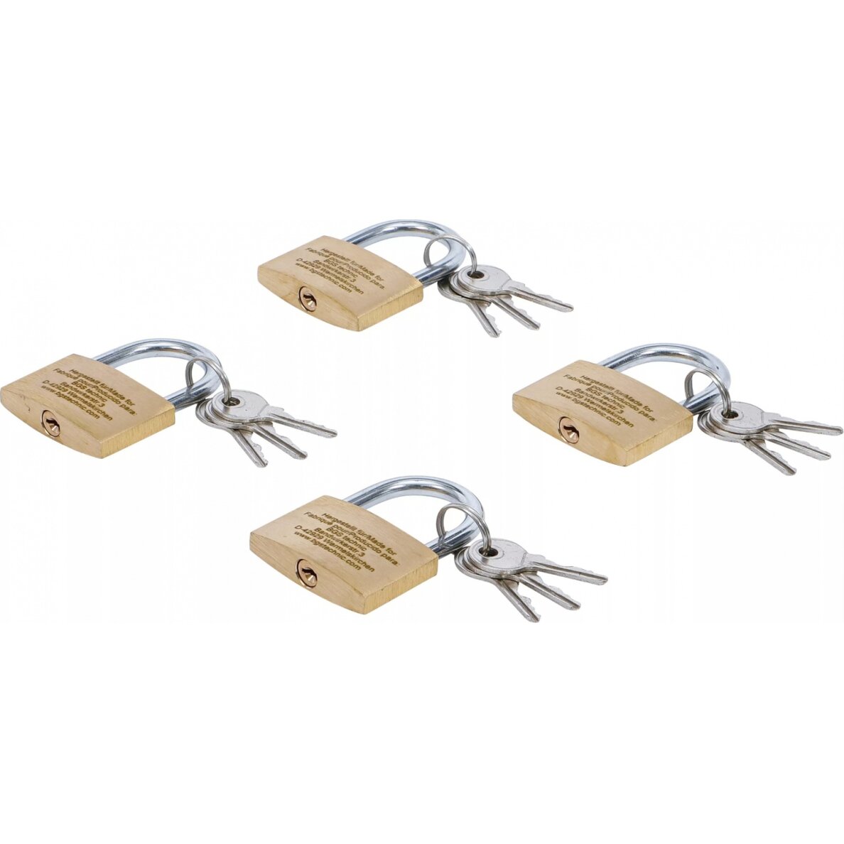 Kietojo žalvario spynų rinkinys | 40 mm | 4 vnt. (3101) Kietojo žalvario spynų rinkinys | 40 mm | 4 vnt. (3101)