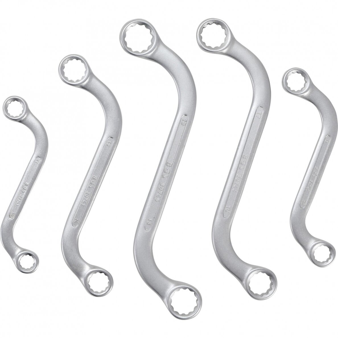 Kilpinių raktų komplektas | S-tipas | 10x11 - 18x19 mm | 5 vnt. (1216) 1 Kilpinių raktų komplektas | S-tipas | 10x11 - 18x19 mm | 5 vnt. (1216) 1