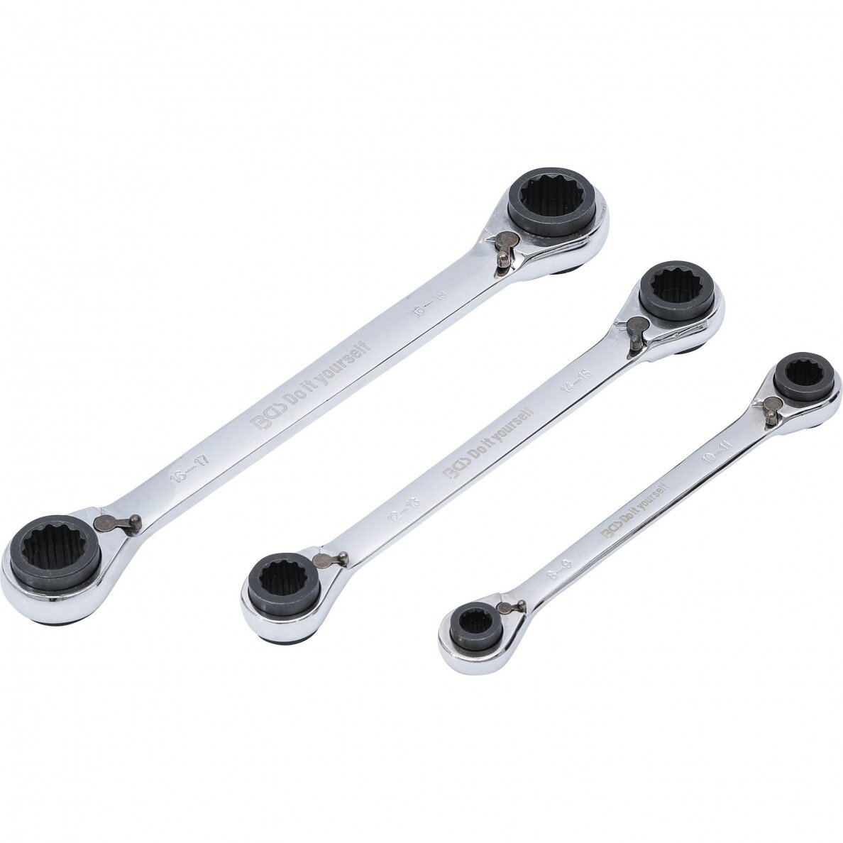 Kilpinių terkšlinių raktų rinkinys | su reversu | 4 viename | 8 x 9 - 18 x 19 mm (6837) 1 Kilpinių terkšlinių raktų rinkinys | su reversu | 4 viename | 8 x 9 - 18 x 19 mm (6837) 1