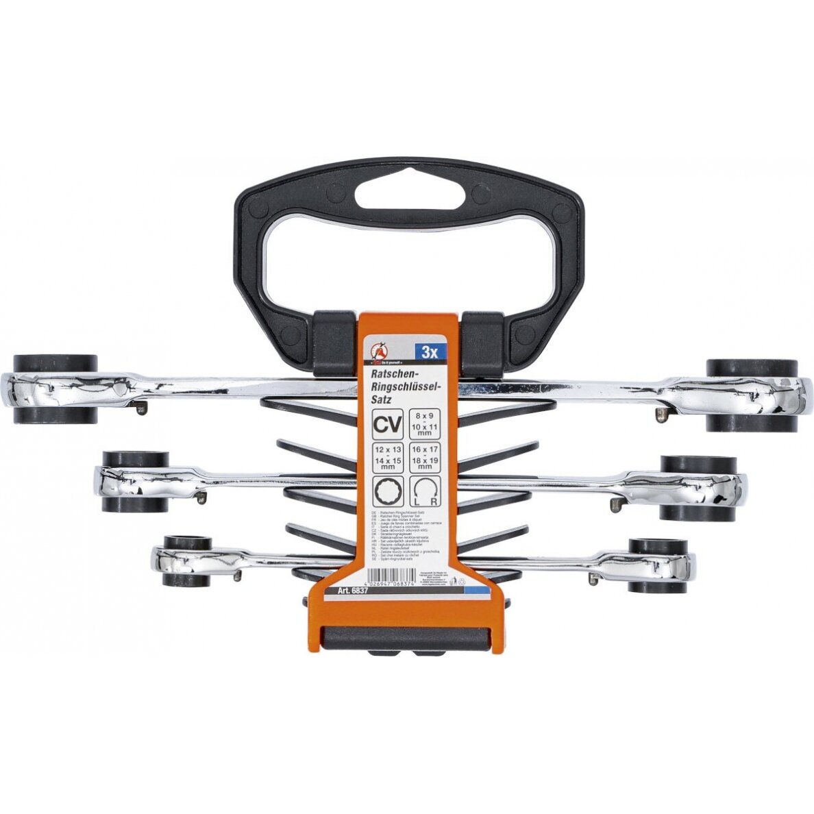 Kilpinių terkšlinių raktų rinkinys | su reversu | 4 viename | 8 x 9 - 18 x 19 mm (6837)