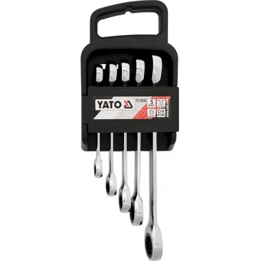 Kilpinių dvipusių terkšlinių raktų rinkinys | 8 - 19 mm | 5 vnt. (YT-5038) Kilpinių dvipusių terkšlinių raktų rinkinys | 8 - 19 mm | 5 vnt. (YT-5038)