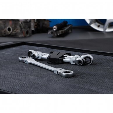 Kilpinių dvipusių veržliarakčių rinkinys | šarnyriniai | su E tipo žiedų galvutėmis | E6 - E24 | 4 vnt. (71028) 1 Kilpinių dvipusių veržliarakčių rinkinys | šarnyriniai | su E tipo žiedų galvutėmis | E6 - E24 | 4 vnt. (71028) 1