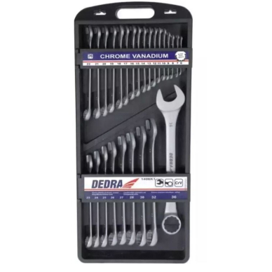 Kilpinių raktų komplektas 6-36mm 25vnt. CrV Dedra 1406K1 1 Kilpinių raktų komplektas 6-36mm 25vnt. CrV Dedra 1406K1 1
