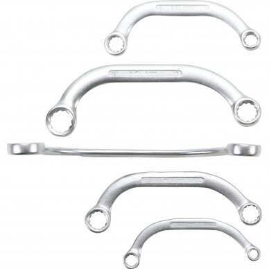 Kilpinių raktų komplektas | C pusmėnulio formos | 8x10 - 21x22 mm | 5 vnt. (1217) 1 Kilpinių raktų komplektas | C pusmėnulio formos | 8x10 - 21x22 mm | 5 vnt. (1217) 1