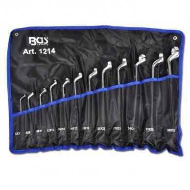 Kilpinių raktų rinkinys lenktais galais BGS-TECHNIC, 6-32 mm, 12 vnt. Kilpinių raktų rinkinys lenktais galais BGS-TECHNIC, 6-32 mm, 12 vnt.