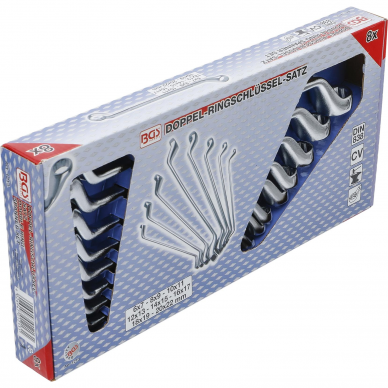 Kilpinių raktų rinkinys lenktais galais BGS-technic, 6x7 - 20x22 mm, 8 vnt. 3 Kilpinių raktų rinkinys lenktais galais BGS-technic, 6x7 - 20x22 mm, 8 vnt. 3
