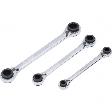 Kilpinių terkšlinių raktų rinkinys | su reversu | 4 viename | 8 x 9 - 18 x 19 mm (6837) 1 Kilpinių terkšlinių raktų rinkinys | su reversu | 4 viename | 8 x 9 - 18 x 19 mm (6837) 1