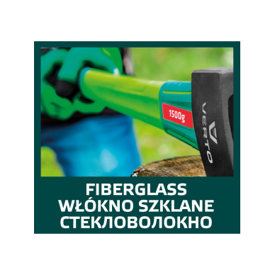 Kirvis 2500g, galva 1500g, stiklo pluošto rankena 5 Kirvis 2500g, galva 1500g, stiklo pluošto rankena 5