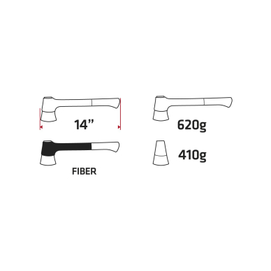 Kirvis 620g, galva 410g, stiklo pluošto rankena 14"" 3