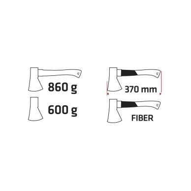 Kirvis 860g, galva 600g, stiklo pluošto rankena 4