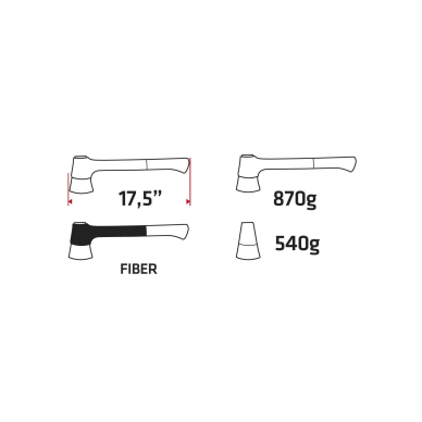 Kirvis 870g, galva 540g, stiklo pluošto rankena 17,5 4