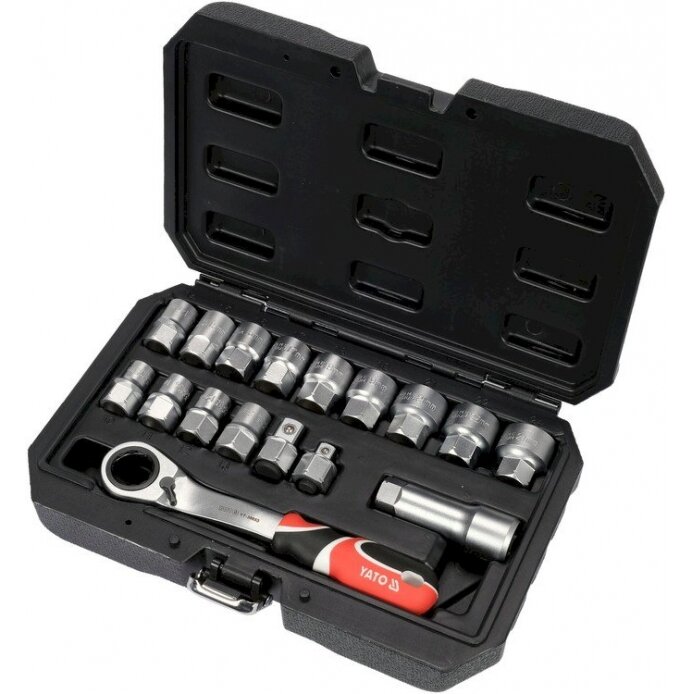 Kiauryminių galvučių rinkinys | daugiafunkcinės | 6.3 mm (1/4") / 10 mm (3/8") | 17 vnt. (YT-38653) Kiauryminių galvučių rinkinys | daugiafunkcinės | 6.3 mm (1/4") / 10 mm (3/8") | 17 vnt. (YT-38653)