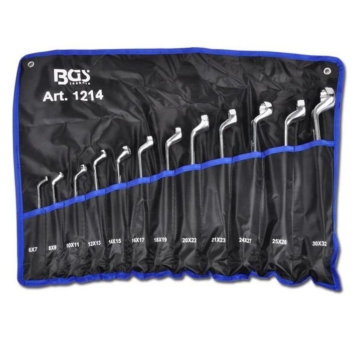 Kilpinių raktų rinkinys lenktais galais BGS-TECHNIC, 6-32 mm, 12 vnt.