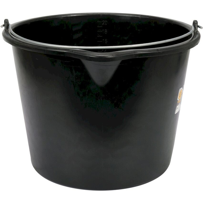 Kibiras statybinis juodas | su nutekėjimu | 20l (06382) Kibiras statybinis juodas | su nutekėjimu | 20l (06382)