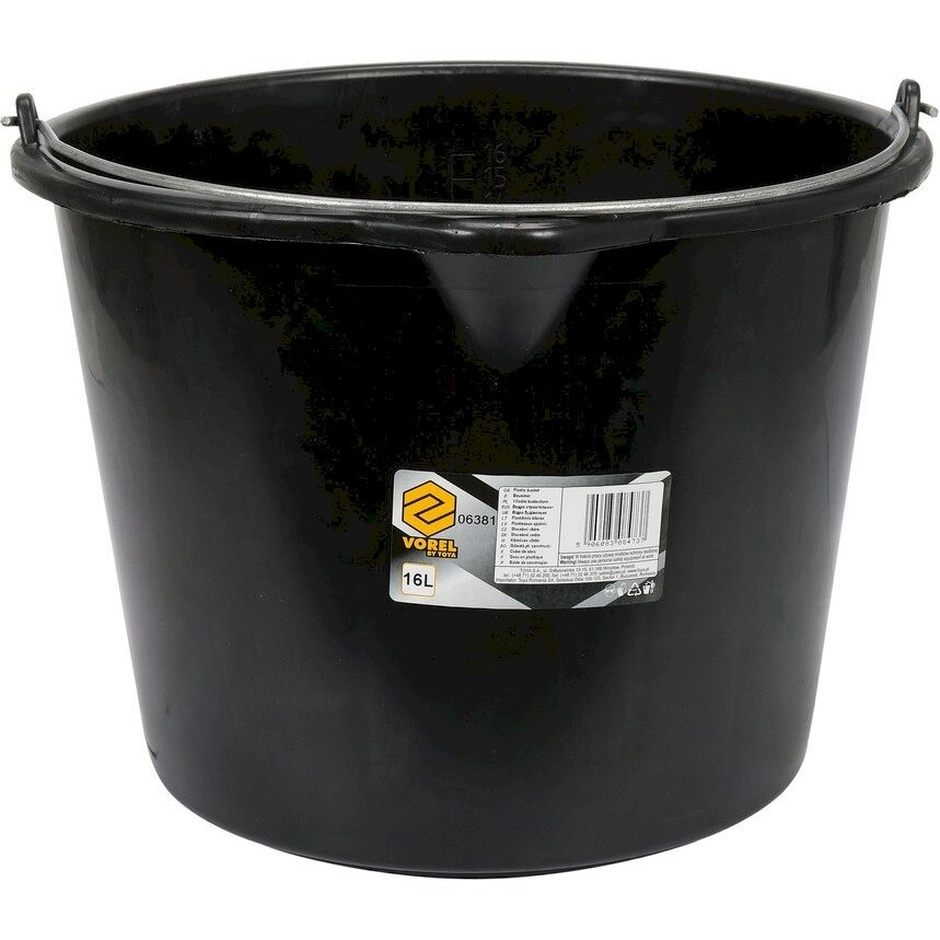 Kibiras statybinis juodas | su nutekėjimu | 16l (06381) Kibiras statybinis juodas | su nutekėjimu | 16l (06381)