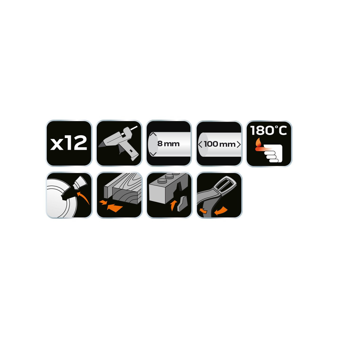 Klijų lazdelės, 8 x 100 mm, 12 vnt., 31 g, skaidrios baltos spalvos 1 Klijų lazdelės, 8 x 100 mm, 12 vnt., 31 g, skaidrios baltos spalvos 1