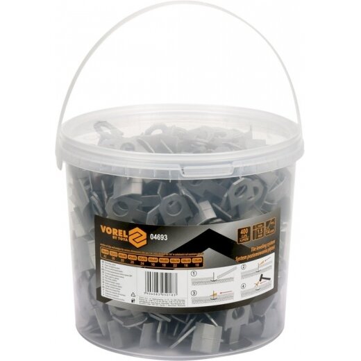 Klipsai lygiai suklijuoti plyteles | kibire | 400 vnt. (04693) Klipsai lygiai suklijuoti plyteles | kibire | 400 vnt. (04693)