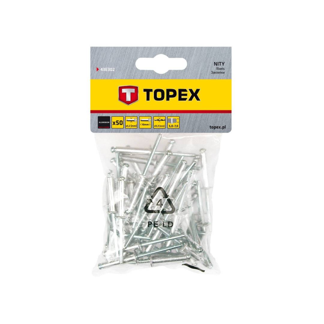 Kniedės aliumininės, 3,2 x 10mm , 50 vienetų Kniedės aliumininės, 3,2 x 10mm , 50 vienetų